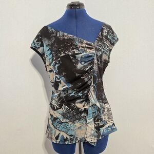 Y2K Blue Graphic Tank Top Size L